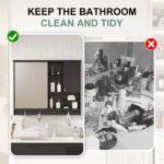 MS 36.22 in. W x 28.22 in. H Rectangular MDF Medicine Cabinet with Mirror,Black