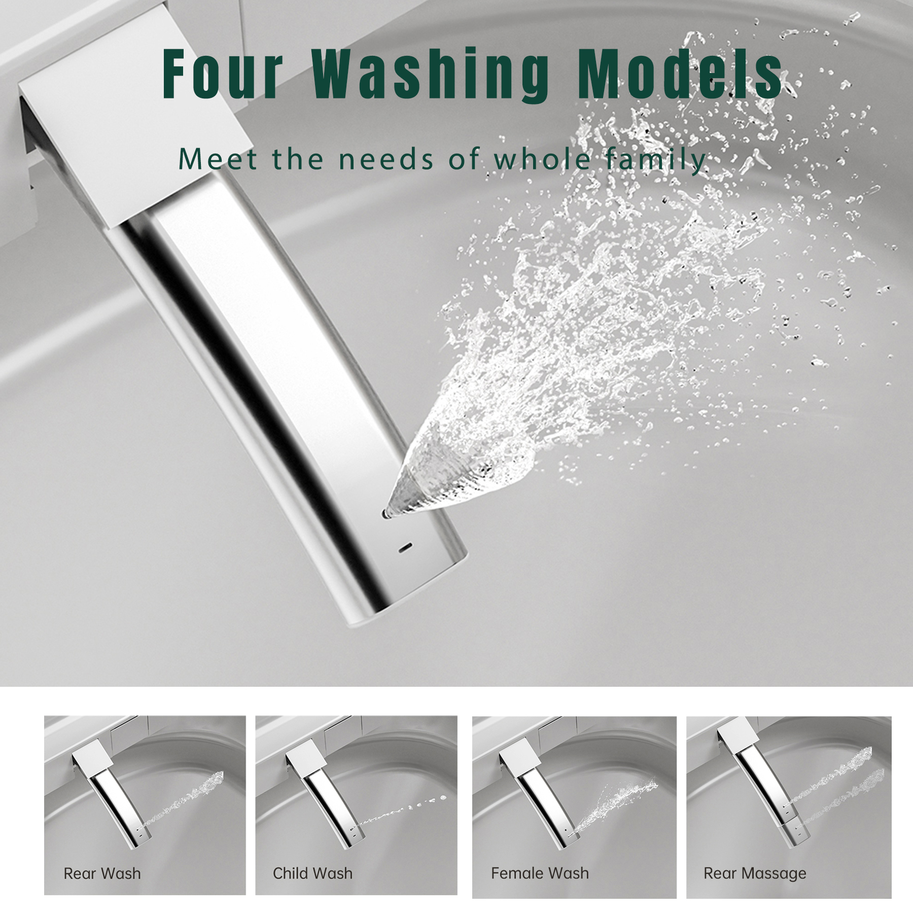 BW Square Smart Bidet Toilet 1.28 GPF with Foot Touching Lid Opening, Auto Flush, Heated Seat, LED Digital Display