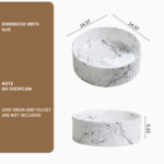 HE Marble texture Vessel Bathroom Sink in White Ceramic,including faucet and Drain