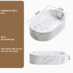 HE Marble texture Vessel Bathroom Sink in White Ceramic,including faucet and Drain