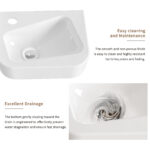 HE Wall-Mounted rectangular Bathroom Sink in White Ceramic