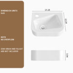 HE Wall-Mounted rectangular Bathroom Sink in White Ceramic