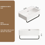 HE Wall Mounted Bathroom Sink Milk White Ceramic with Towel Bar