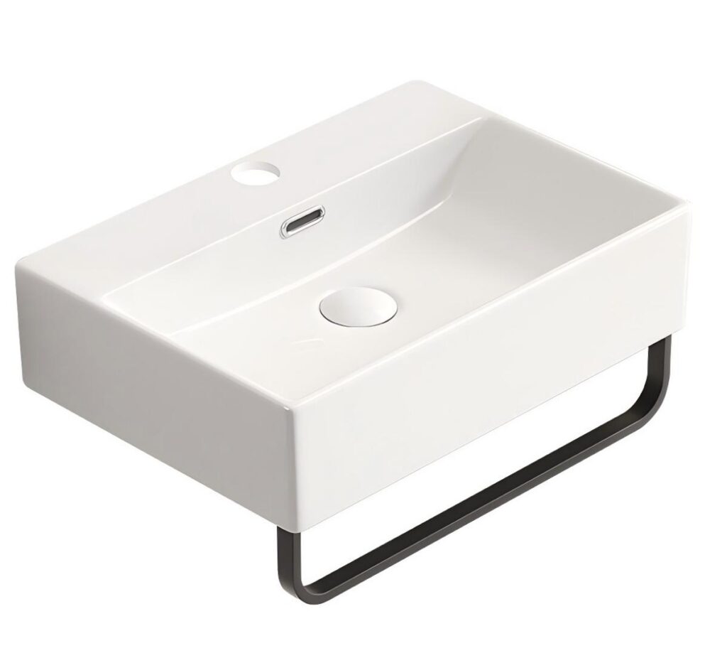 HE Wall Mounted Bathroom Sink Milk White Cerami...
