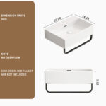 HE Wall Mounted Bathroom Sink Milk White Ceramic with Towel Bar