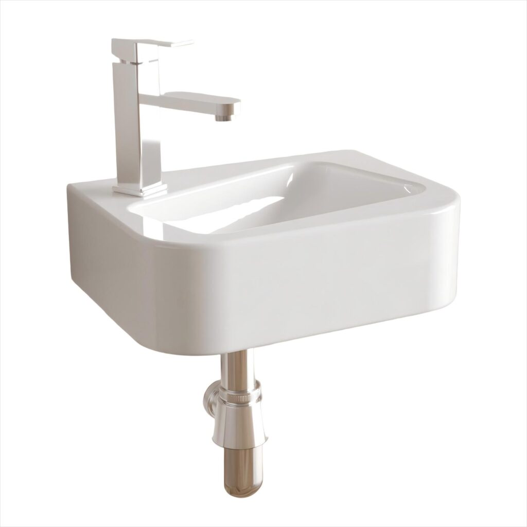 HE Wall-Mounted rectangular Bathroom Sink in Wh...