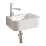 HE Wall-Mounted rectangular Bathroom Sink in White Ceramic