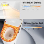 BW Contemporary Elongated Bidet Toilet 1.28 GPF with Auto Flush, Auto Open/Close,Heated Seat