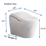 BW Contemporary Elongated Bidet Toilet 1.28 GPF with Auto Flush, Auto Open/Close,Heated Seat