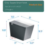 BW Square Smart Bidet Toilet 1.28 GPF with Foot Touching Lid Opening, Auto Flush, Heated Seat, LED Digital Display