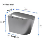 BW Elongated Bidet Toilet 1.28 GPF with Auto Open/Close Seat, Foot Kick, LED Display, Night Light