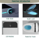 BW Elongated Smart Bidet Toilet 1.28 GPF with Auto Open/Close Seat, Foot Sensor, LED Display