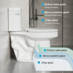 SRB004 12 Inch Floor-Mounted Two-Piece 1.28 GPF Single Flush Elongated Toilet in Glossy White Seat Included