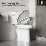 SRB004 12 Inch Floor-Mounted Two-Piece 1.28 GPF Single Flush Elongated Toilet in Glossy White Seat Included