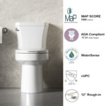 SRB004 12 Inch Floor-Mounted Two-Piece 1.28 GPF Single Flush Elongated Toilet in Glossy White Seat Included