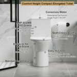 SRB005 12 inch floor-mounted 1-piece 1.1/1.6 GPF Dual Flush Elongated Toilet in Glossy White Seat Included