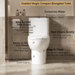 SRB006 12 inch floor-mounted 1-piece 1.1/1.6 GPF Dual Flush Elongated Toilet Seat Included,Tornado Flush
