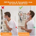 Modern 17.4 in. W x 14.4 in. H Round without Light Telescoping Wall Bathroom Makeup Mirror in Nickel, Rectangular Base