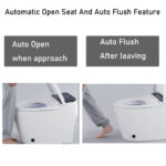 BW Elongated Smart Bidet Toilet 1.28 GPF in White and Black with Auto Open/Close Seat, Off Seating AUTO Flush