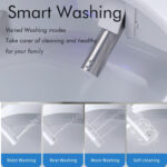BW Elongated Smart Bidet Toilet 1.28 GPF in White and Black with Auto Open/Close Seat, Off Seating AUTO Flush