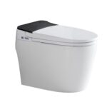 BW Elongated Smart Bidet Toilet 1.28 GPF in White and Black with Auto Open/Close Seat, Off Seating AUTO Flush