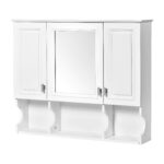 MS 35 in. W x 28.7 in. H Rectangular MDF Medicine Cabinet with Mirror With 3 Open Shelves