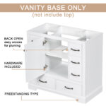 BY 35.5 in. Bath Vanity Cabinet without Top Unassembled,with 1 Door,6 Drawers