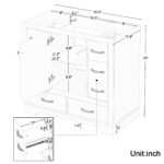 BY 35.5 in. Bath Vanity Cabinet without Top Unassembled,with 1 Door,6 Drawers