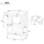 BY 24 in. Single Sink Freestanding White Bath Vanity with White Creamic Top Unassembled,with 2 Doors,Open Shelf Design