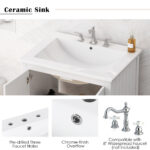 BY 24 in. Single Sink Freestanding White Bath Vanity with White Creamic Top Unassembled,with 2 Doors,Open Shelf Design