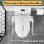 12 inch floor-mounted 1-piece 1.1/1.6 GPF Dual Flush Elongated Toilet in White Seat Included, Armrest Design