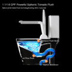 12 inch floor-mounted 1-piece 1.1/1.6 GPF Dual Flush Elongated Toilet in White Seat Included, Armrest Design