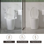 12 inch floor-mounted 1-piece 1.1/1.6 GPF Dual Flush Elongated Toilet in White Seat Included, Armrest Design
