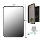 Matte Black 16 in. W x 24 in. H Rectangular Metal Medicine Cabinet with Mirror, Framed and Recessed