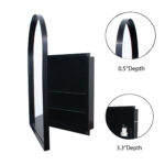 Matte Black 24 in. W x 36 in. H Arched Metal Medicine Cabinet with Mirror, Framed and Recessed