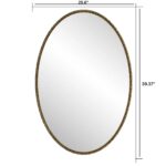 Retro and Nostalgic 25.6 in. W x 39.4 in. H Oval Thin Framed Wall Mount Bathroom Vanity Mirror in Gold