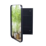 Matte Black 16 in. W x 24 in. H Rectangular Metal Medicine Cabinet with Mirror, Framed and Recessed