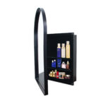 Matte Black 24 in. W x 36 in. H Arched Metal Medicine Cabinet with Mirror, Framed and Recessed