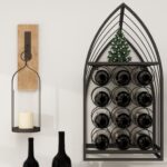 12-Bottle Brown 18.7 in. W Metal Wall Mount Sailing Boat Shape Wine Rack