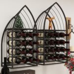 12-Bottle Brown 18.7 in. W Metal Wall Mount Sailing Boat Shape Wine Rack