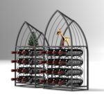 12-Bottle Brown 18.7 in. W Metal Wall Mount Sailing Boat Shape Wine Rack
